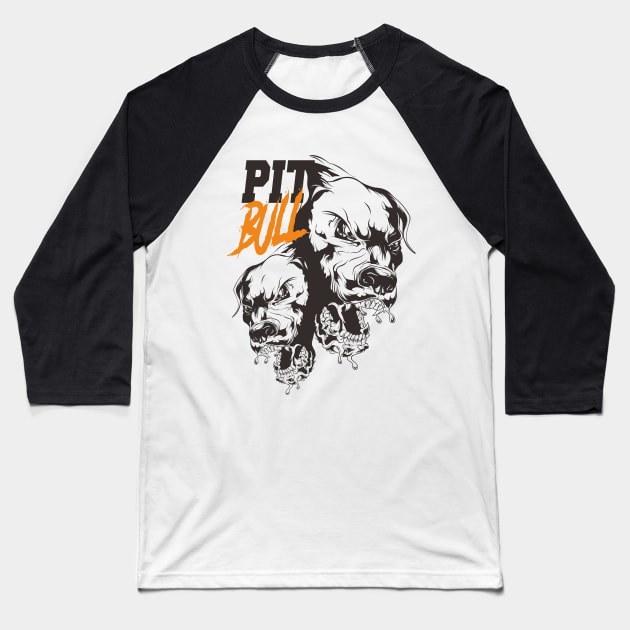 Pit Bull Head Baseball T-Shirt by thriveart